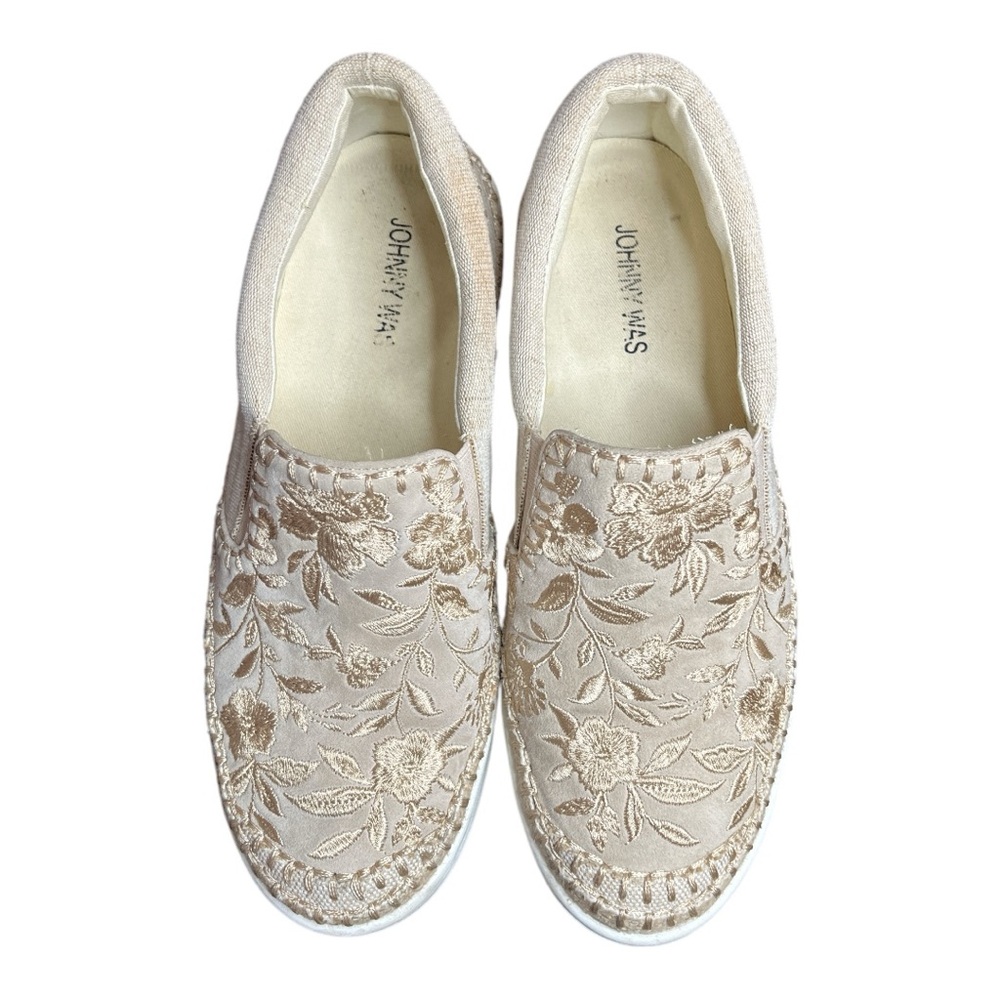 Johnny Was Cecilia Slip-On Embroidered Sand Sneakers - Picture 5 of 10